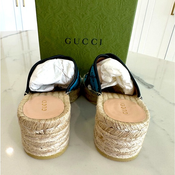 Gucci Multicolor GG Supreme Espadrille Sandals - Picture 5 of 10